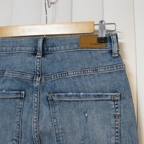 NWT Express blue high rise bell flare jeans 2 S short - Picture 5 of 8